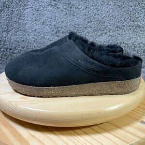 Haflinger Snowbird Shearling Clogs Womens Size 11 Black Suede Cork Sole Faux Fur